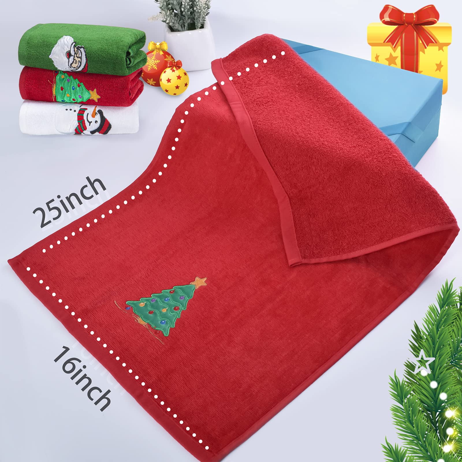 Set of 3 Decorative Christmas Hand Towels Large 100 Cotton for Kitchen Bathroom Walmart