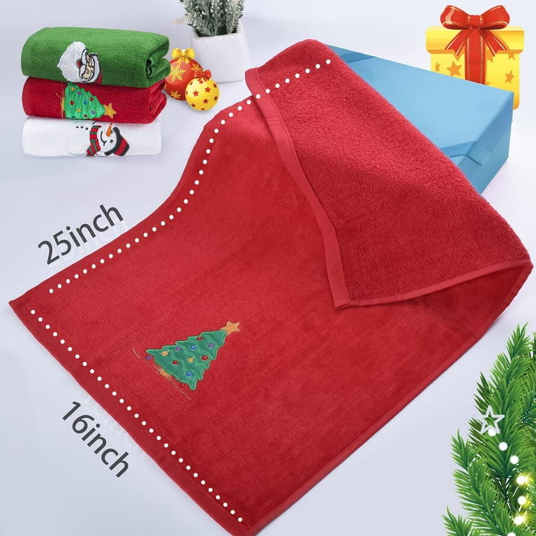 3Pcs Christmas Hand Towels Set 25x16 inch, 100% Cotton