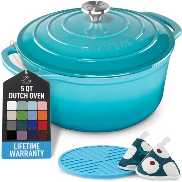 Cacerola holandesa Zulay Kitchen 5 L de hierro fundido esmaltado azul claro