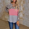 thumbnail image 6 of asdoklhq Long Sleeve Shirts for Women,Womens New Leopard Print splicing Leisure Long-Sleeved V-Neck Blouse, 6 of 9