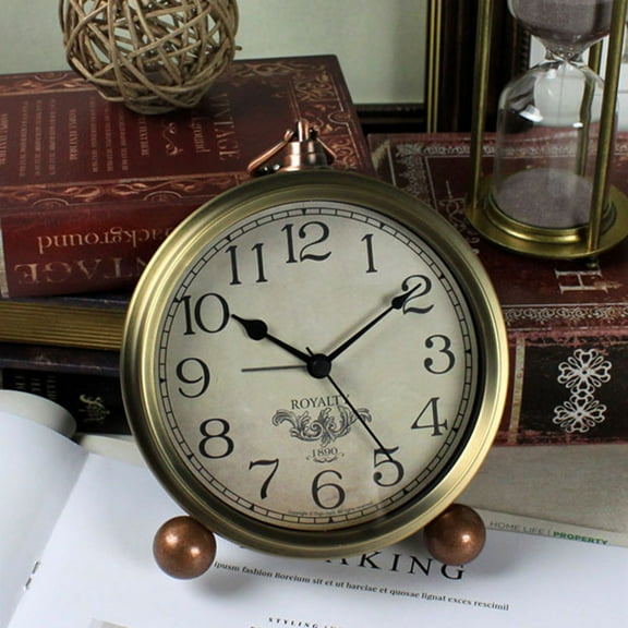 COSMOBETTY 1Pc Rectangular Metal Glass Vintage Alarm Clock for Home Office Decorative Use