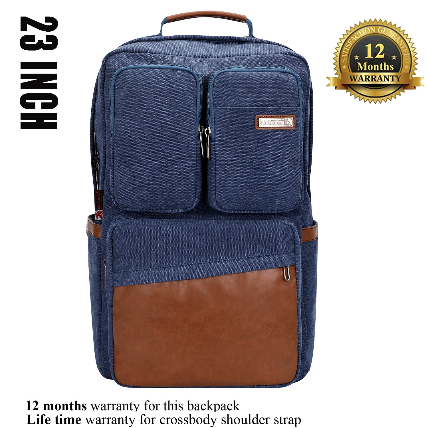 WITZMAN Vintage Canvas Duffel Backpack with USB Charging Port Unisex Large  Luggage Bag for Travel 6617 Blue