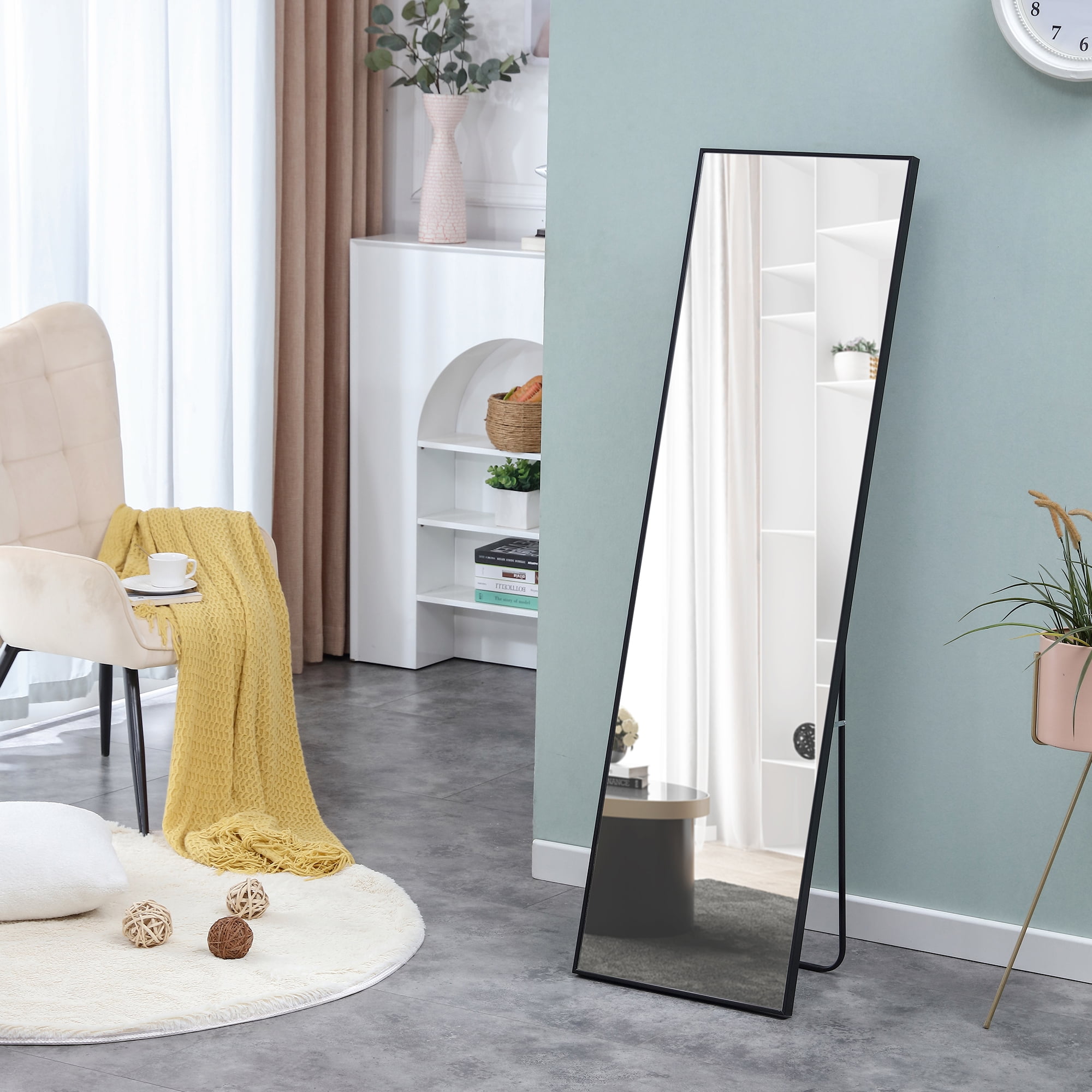 PAPROOS Full Body Mirror with Stand, 59'' x 15.7'' Aluminum Alloy Full  Length Mirror, Wall Mounted Metal Dressing Mirror Bathroom Makeup Mirror,  Large