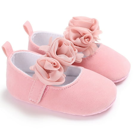 

Baby Girls Cute Casual Mary Jane Flats With Flower Decoration Non-slip Slip-on Soft Sole Toddler Shoes For Autumn And Spring