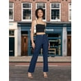 thumbnail image 6 of Little Donkey Andy Women's Stretchy Straight Leg Dress Pants Business Casual Elastic Waist Cropped Work Pants with Pockets Blue S, 6 of 7