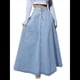 thumbnail image 2 of Faldas Largas Vaqueras Retro de Cintura Alta con Botones, Acampanadas, Plisadas, Vaporosas y de Corte A para Mujer Azul XL, 2 of 10