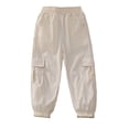 thumbnail image 5 of Frnrwgo Boys Girls Cargo Pants Loose Fit Lightweight Elastic Waist Casual Daily Joggers 3-13 Years, Beige, 5 of 10