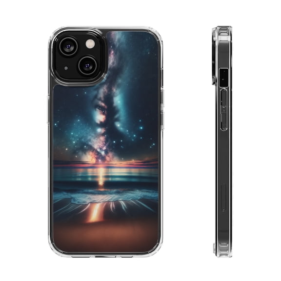 DistinctInk Hybrid (Acrylic / TPU) Clear Slim Fit Case for Apple iPhone 12 (6.1" Screen) - "Awe-Inspiring Starry Night: Capturing Celestial Beauty"