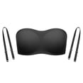 thumbnail image 5 of Womens Strapless Jelly Bras Push Up Padded Bandeau Wireless Half Bra(Black,S), 5 of 7