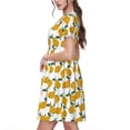 thumbnail image 2 of Balery Yellow Pears Vestidos sueltos de manga corta para mujer, vestidos de verano 2025, vestidos casuales de corte A con vuelo., 2 of 6
