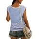 thumbnail image 3 of Camiseta con cuello en V SCZ para mujer blusa holgada azul claro S/M/L/XL/XXL, 3 of 5