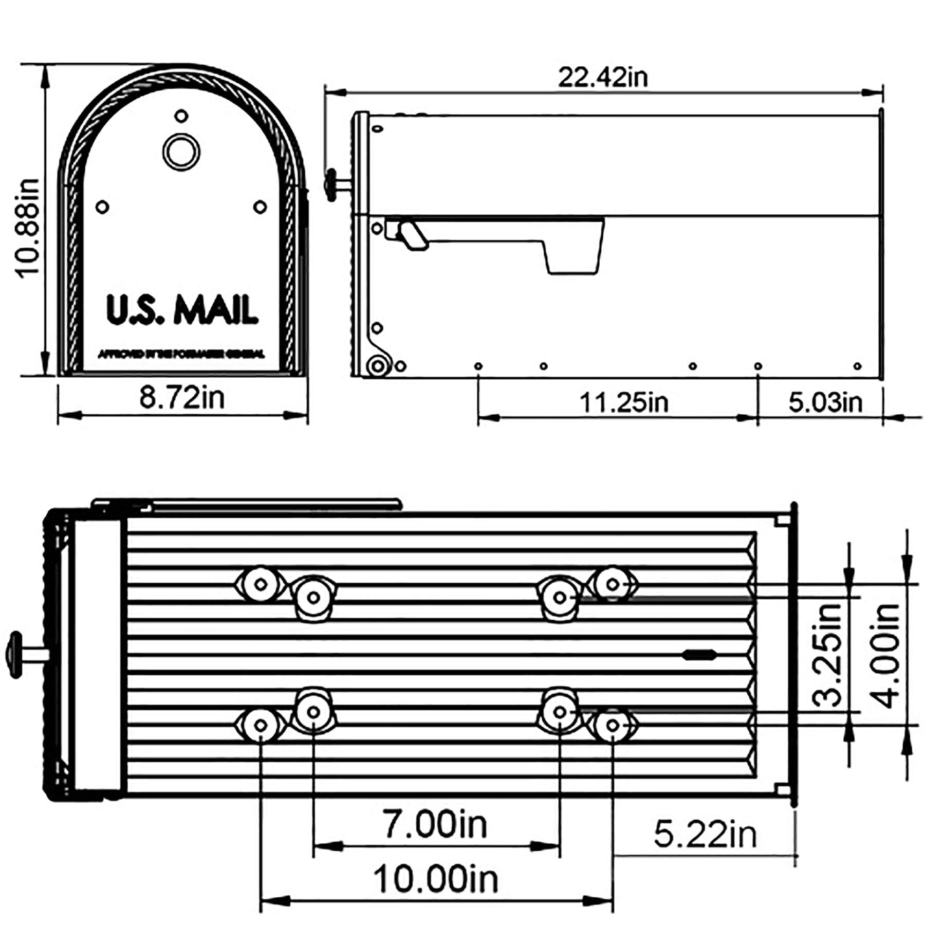 Architectural Mailboxes Edwards Galvanized Steel, Large, Post-Mount Mailbox in Black
