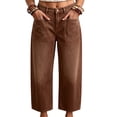 thumbnail image 2 of ClodeEU Women's High Waist Cropped Wide Leg Jeans ,Casual Button Fly Denim Capri Pants with Pockets ,Women's Plus L, 2 of 6