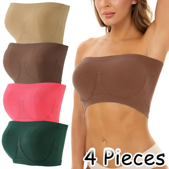 Zjloe7sa Tube Hauts 4 Pcs Soutiens-Gorge de Sport pour Femmes Grande Taille Soutien-Gorge Sans Bretelles Bandeau Haut Tube Rembourré Extensible Yoga Entraînement Physique Multicolore