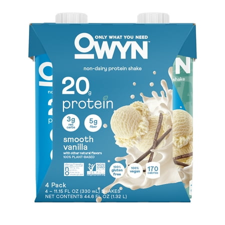 case pack of 3 OWYN Protein Nutrition Shake  Smooth Vanilla  4 Ct  20g