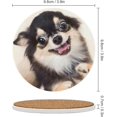 thumbnail image 3 of Round Drink Coasters 2 Pcs Cute Happy Small Dog Absorbent Ceramic Coaster with Cork Base for Coffee Cups Housewarming Gift for Home Decor, 3 of 6