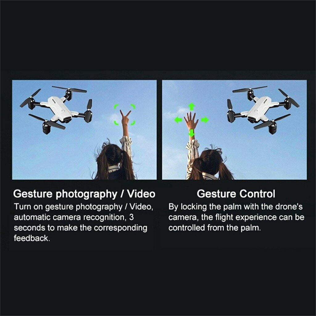 Force One ZD6 4K Wide Angle Camera Wifi FPV GPS Foldable RC Quadcopter Carry Case, White 1 Battery