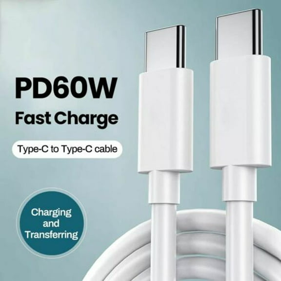 Long 6.5ft 2-Pack USB C to USB C Fast Charging Cable, 60W Charger Cord