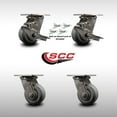 thumbnail image 2 of 5 Inch 316SS Thermo Flat Tread Caster Set w/Delrin Bearings 4 Swvl Lock 2 Brakes, 2 of 2