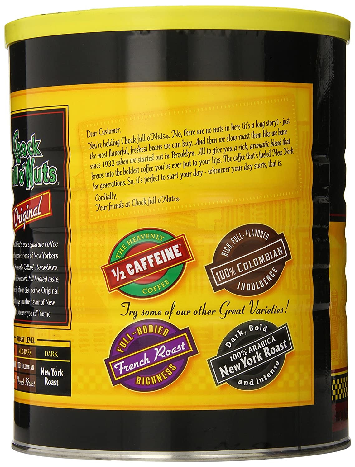 Chock Full O Nuts Ground Coffee, Original Blend, 48 Ounce (Medium Roast)