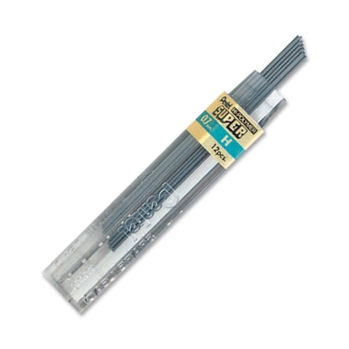 Pentel Super Hi-Polymer Leads 0.7 mmMedium Point - H - Black - 12 / Tub