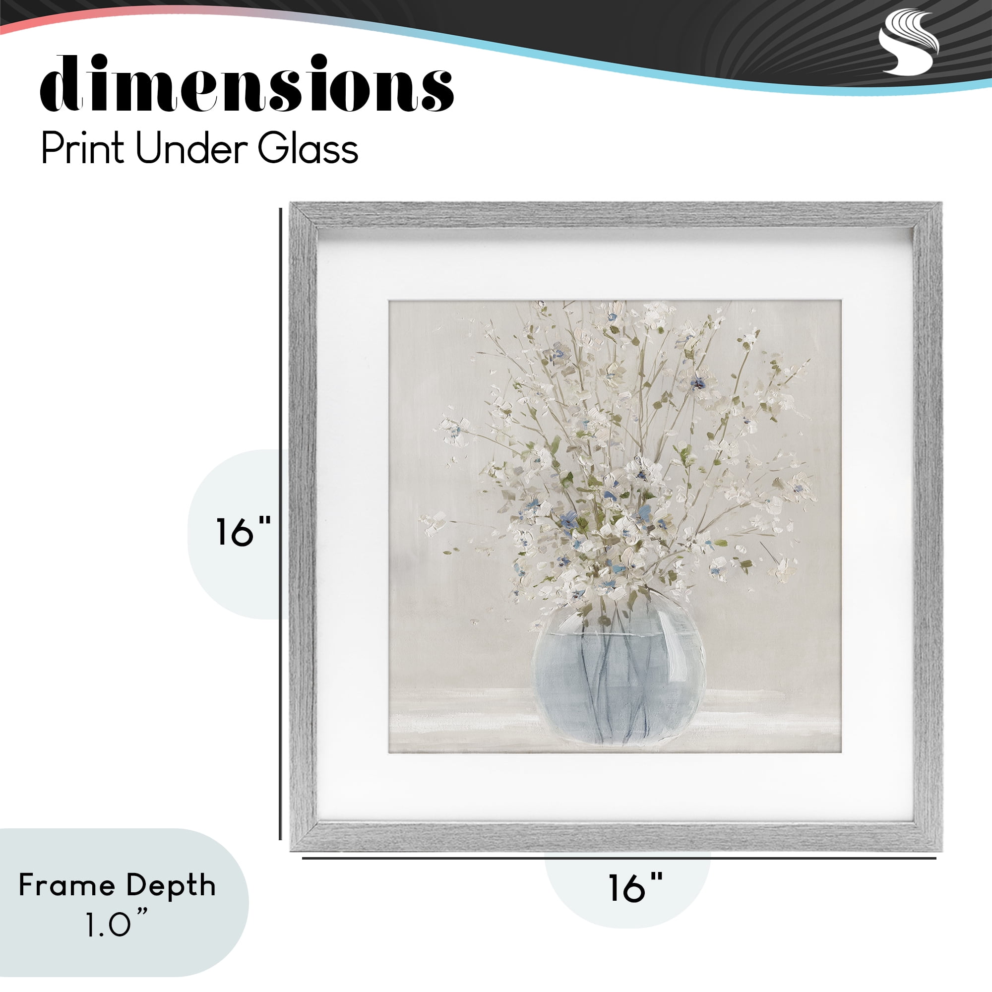 Stupell Industries Serene Glass Vase Bouquet Gray Framed Print Under Glass, design by Carol Robinson