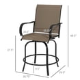 thumbnail image 5 of Brown Steel Stools - 360° Swivel & Footrests - Outdoor Patio Dining Time / Comfortable and Weatherproof Seating, 5 of 5