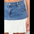 thumbnail image 4 of Minifalda Vaquera con Volantes Escalonados para Mujer, Falda Corta de Corte A con Ribete Sin Rematar Azul S, 4 of 10
