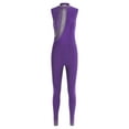 thumbnail image 3 of TiaoBug Women Figure Skating Bodysuit Sleeveless Dance Unitards Gymnastics Athletic Jumpsuit Tumbling Outfits Purple S, 3 of 5