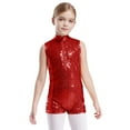 thumbnail image 2 of iiniim Kids Girls Sequins Sleeveless Short Jumpsuit Ballet Dance Biketard Gymnastics Leotard Unitard Red 16, 2 of 6