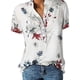 thumbnail image 2 of Blusa de gasa para mujer Camisas de manga corta con cuello en V Blusa con estampado floral, 2 of 5