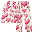 thumbnail image 6 of Cavosen Valentine's Day Womens Plus Size Pajamas Long Sleeve Soft Lapel Shirt Wide Leg Pants Heart Printed Breathable Casual Nightwear Red M, 6 of 6