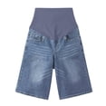 thumbnail image 5 of SROBPTY Maternity Women Shorts Solid High Waist Belly Support with Pockets Rolled Hem Half Length Stretch Denim Pants, 5 of 5
