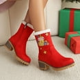 thumbnail image 5 of Wensltd Women's Christmas Boots Mid Heel Block Heel Round Toe Embroidered Red Winter Boot With Plush Lining for Festive Outfits, 5 of 9