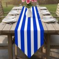 thumbnail image 6 of Blue Striped Table Runner Linen Burlap Table Runner 108 Inches Long Contemporary Abstract Horizontal Lines Dresser Scarves for Kitchen Island Coffee Dining Room Party Wedding Holiday Decor 13"x108", 6 of 8