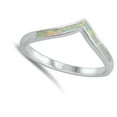 thumbnail image 4 of CHOOSE YOUR COLOR White Simulated Opal Minimalist Chevron Ring .925 Sterling Silver Band CZ Female Size 9, 4 of 4