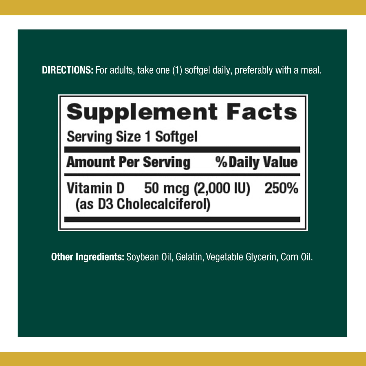 Nature's Bounty Vitamin D3 Softgels, 50 mcg, 2000 IU, 150 Ct