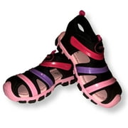 Girls Sandals Rainbow Shoes Toddler and Little Kids Closed Toe Sandal, Black Pink, Size 9-13