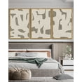 thumbnail image 6 of SHENIFY large 24x36in3pcs Natural Framed Boho Abstract Wall Art Mid-Century Duotone Minimal Dark Brush Stroke Neutral Modern Minimalist Painting Decorative Artwork, 6 of 6