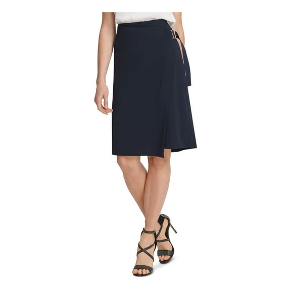 DKNY Asymmetrical Faux Wrap Skirt Blue 10