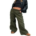 thumbnail image 2 of FNNMNNR Womens High Waisted Cargo Pant Vintage Wide Straight-Leg Baggy Trousers with Pocket Track Pant Streetwear, 2 of 5