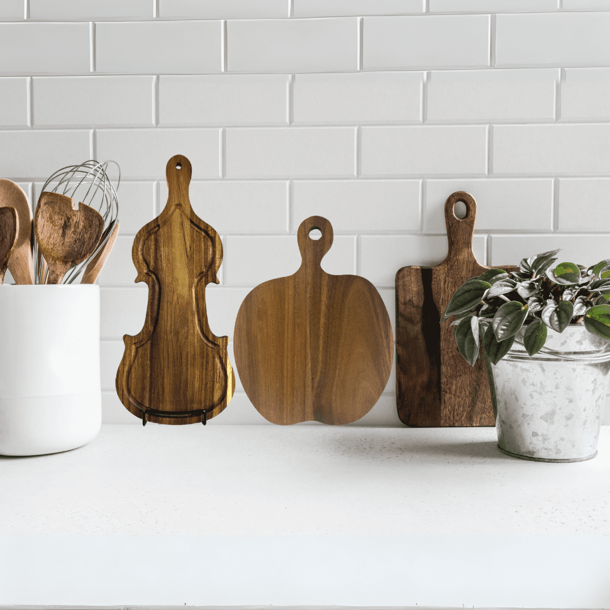 6pc Bulk 10.5" Apple Shaped Plain Acacia Serving Tray, Charcuterie, Cutting Boards for Customized Engraving, Display, Home Decoration