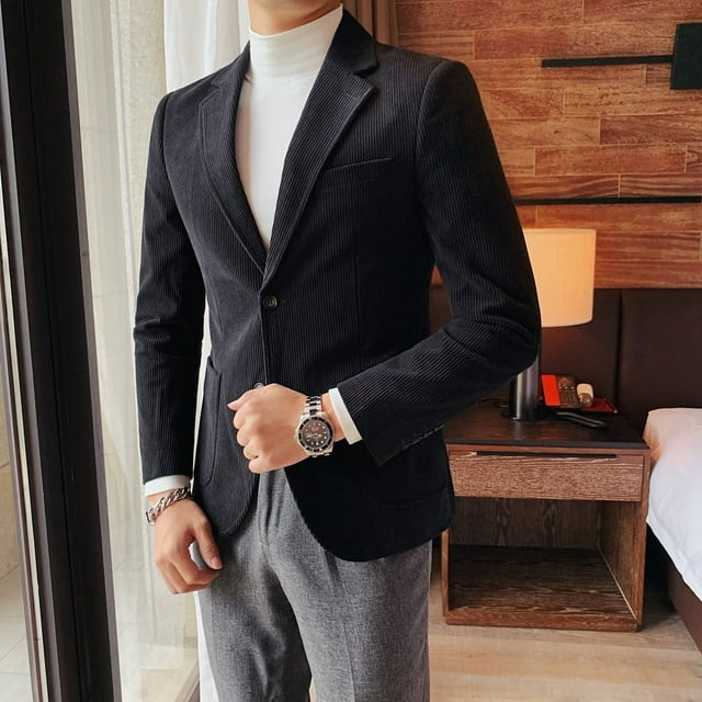 Traje casual de primavera para hombre, traje de negocios informal urbano, traje de pana superior duradero, chaqueta para hombre