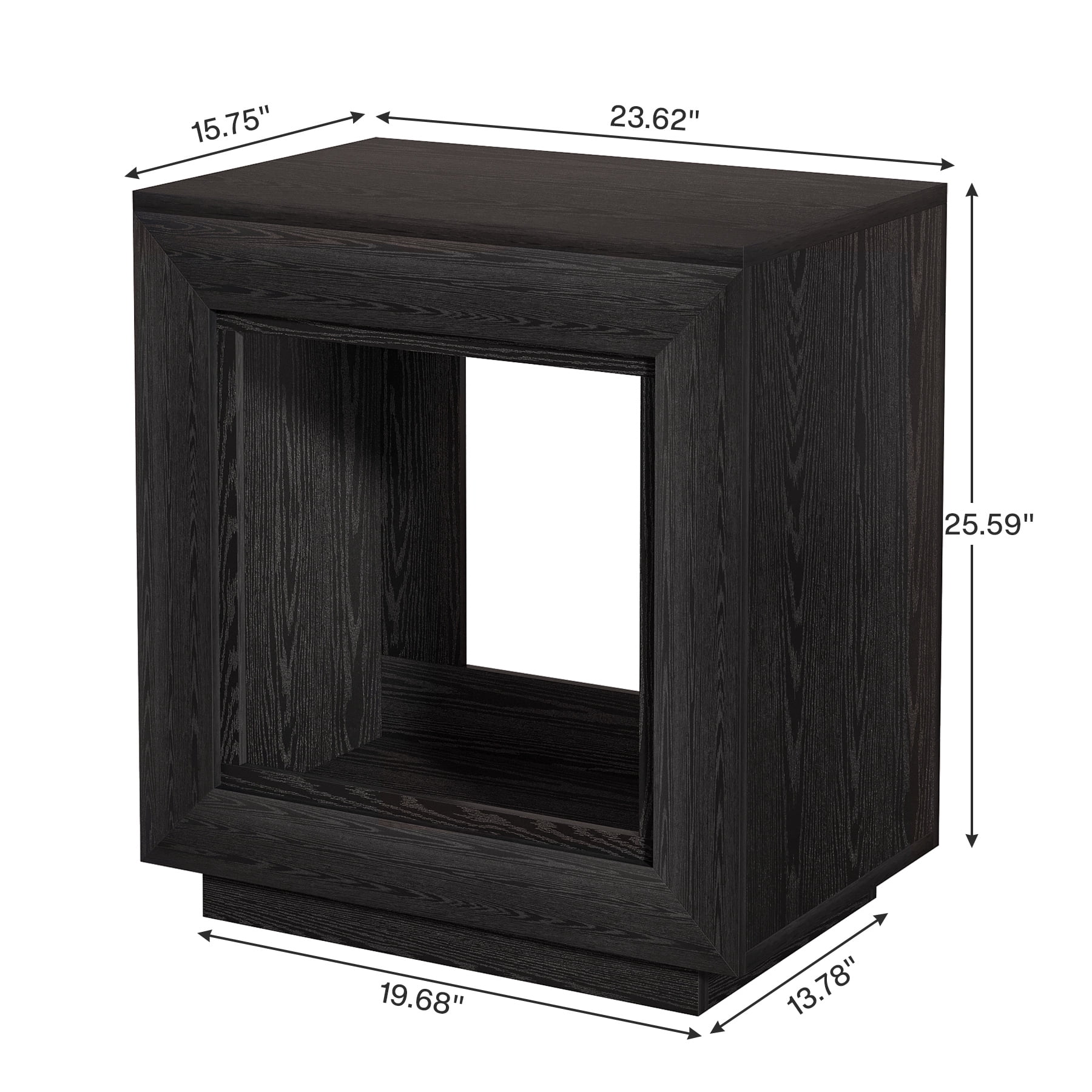 MAYEERTY 24" 2-Tier Square Farmhouse End Table, Rustic Brown Wooden Side Table with Storage Shelf, Multi-Purpose Bedroom Nightstand