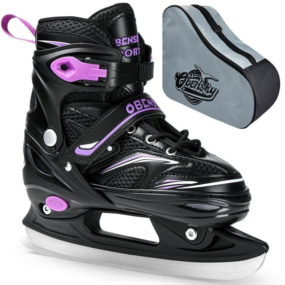Refurbished OBENSKY Adjustable Ice Skates with Free Skate Bag for Beginners, Kids,Girls&Boys-Ice Skating Shoes with Stainless Steel Blade, Small-Little kid (11C-1 US)