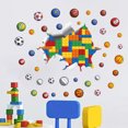 thumbnail image 1 of Adhesivos de pared en 3D con diseño de pelota deportiva rota, PVC extraíble, 1 of 4