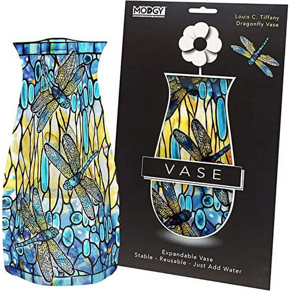 MODGY Vase à Fleurs Extensible Vases Modernes Décoratifs en Plastique pour les Fleurs Centres de Table à Manger Décor Salon Salle de Bain Bureau de Mariage, Tiffany - Libellule
