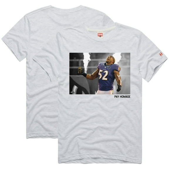 Unisex Homage Ray Lewis Ash Baltimore Ravens Pay Homage Tri-Blend T-Shirt