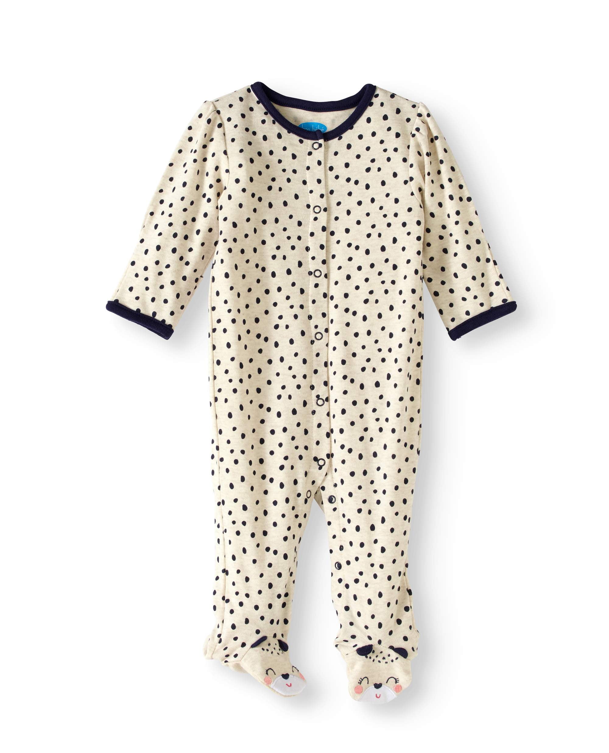 Bon Bebe Newborn baby girl footed sleep 'n play with mitten cuffs