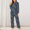 thumbnail image 2 of Fuzoiu Magic Toads in Hats Print Women's Long-Sleeved Pajama,Lounge Button Down Nightwear,Womens Notch Collar Pajama Set-Large, 2 of 7